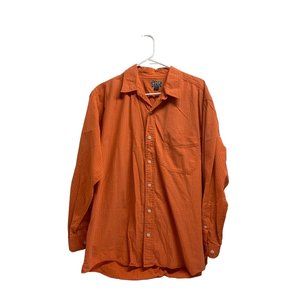 BKE Buckle Mens Size L Sanded Chambray Orange Button Up Shirt Short Sleeve